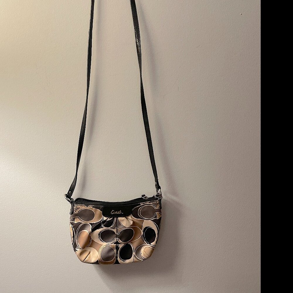 Coach Small Crossbody Bag in Grey, Cream, Black with Leather Trim - Picture 2 of 8